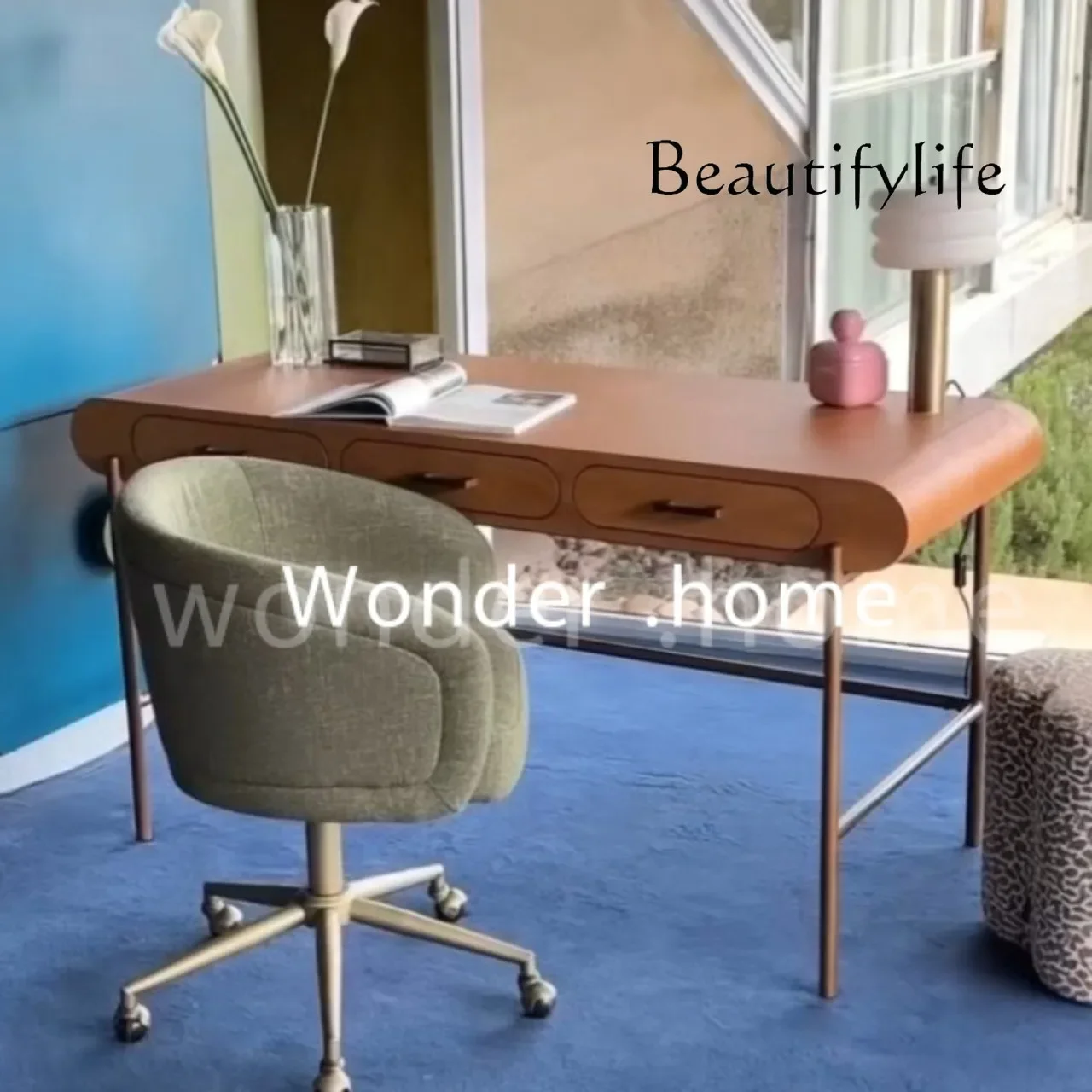 XItalian Minimalist Designer Desk New High-end Writing Desk Modern Simple Bedroom Office Desk