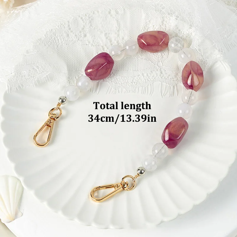 [YU]Updating Color Super Chic Lady Resin Colored Stone Handbag Strap Girls Fashion Big Size FashionBead Wristlet Purse Bag Belt