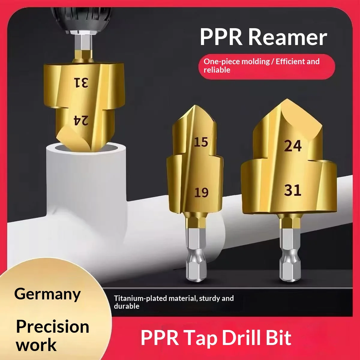3Pcs PPR Lifting Step Drill Bits 19/24/31mm Hex Shank, Plumbing Woodworking Hole Opener