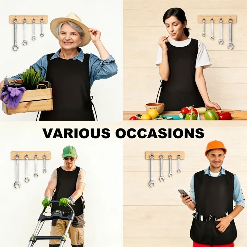 

Kitchen Sleeveless Apron, Adjustable Ties with 2 Large Pockets, Round Neck Cooking & Work Apron