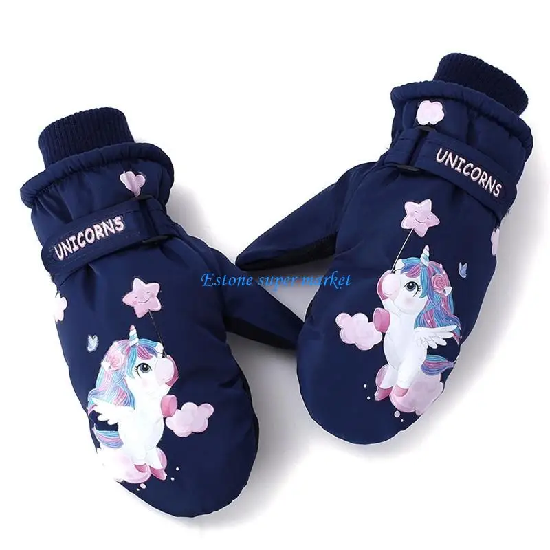090B 2-5 Years Kids Ski Gloves Waterproof Outdoor Gloves Cartoon Print Gloves