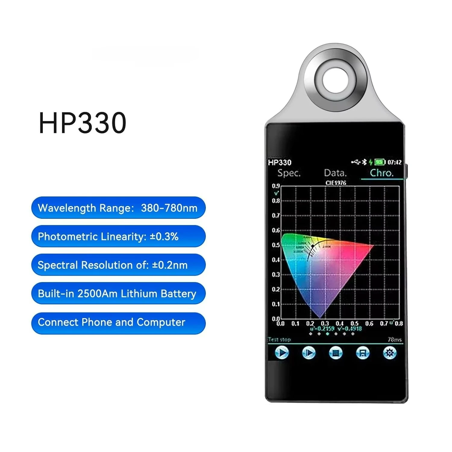 Portable Spectrophotometer (HP330) Color Illuminometer Meter Easy-to-Carry Spectrometer