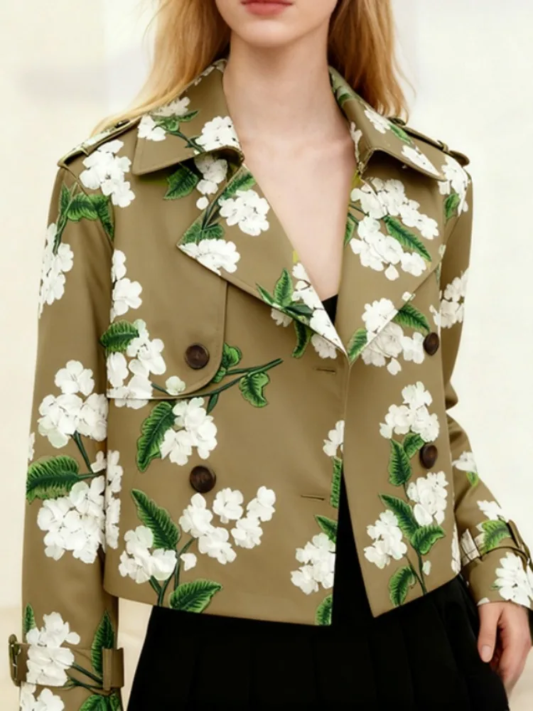 

Yeezzi женские элегантные офисные куртки с лацканами с цветочным принтом, пальто с длинными рукавами на пуговицах, торжественная вечерняя весенняя верхняя одежда 2026, весенняя верхняя одежда