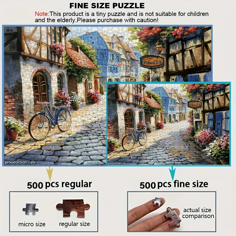 500 قطعة من صندوق الألغاز الصغير للبالغين بتصميم شارع المدينة الأوروبية - مقاوم للخدش، مستوى صعوبة عالي للكبار والعائلة #3