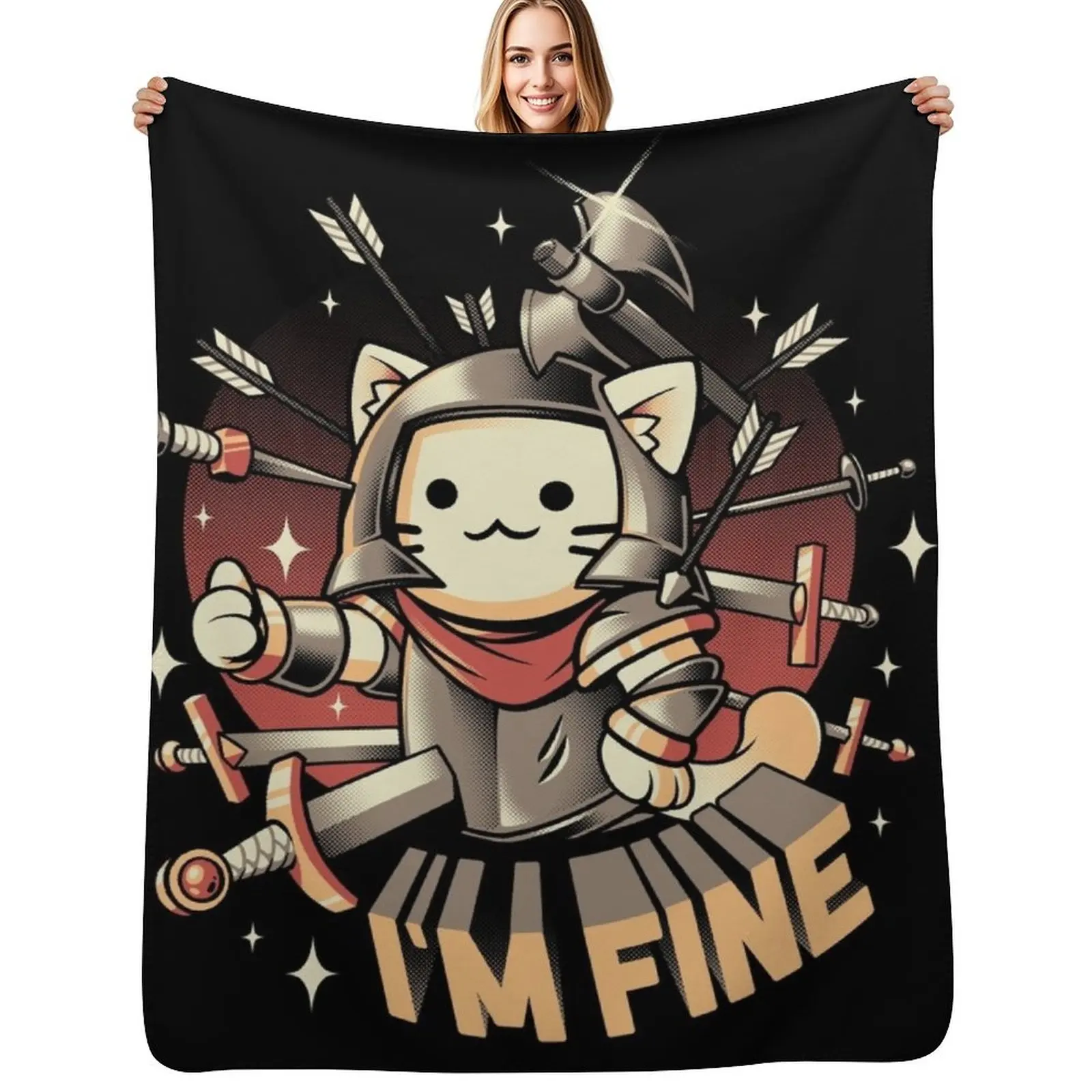 

I'm Fine Throw Blanket Lightweight Warm Blanket for Travel Camping