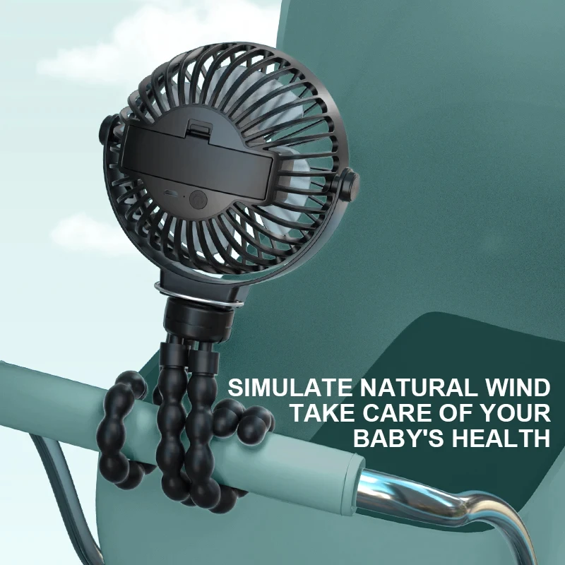 Xiaomi USB Desktop Folding Fan Outdoor Baby Stroller Handheld Fan Summer Mute Small Multifunctional Octopus Mini Fan New 2024