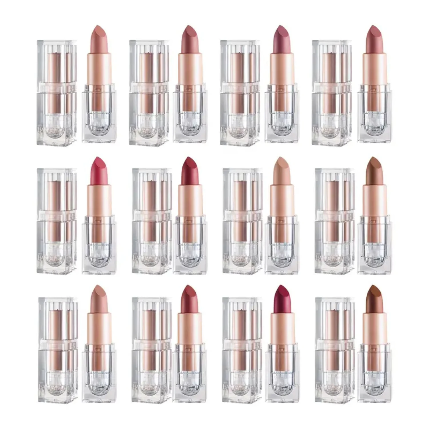 12 Stunning Ice Nude Matte Lipsticks - Natural Nude Lipstick ลิปสติกเนื้อแมท และลิปบาล์ม 12 สีสวย