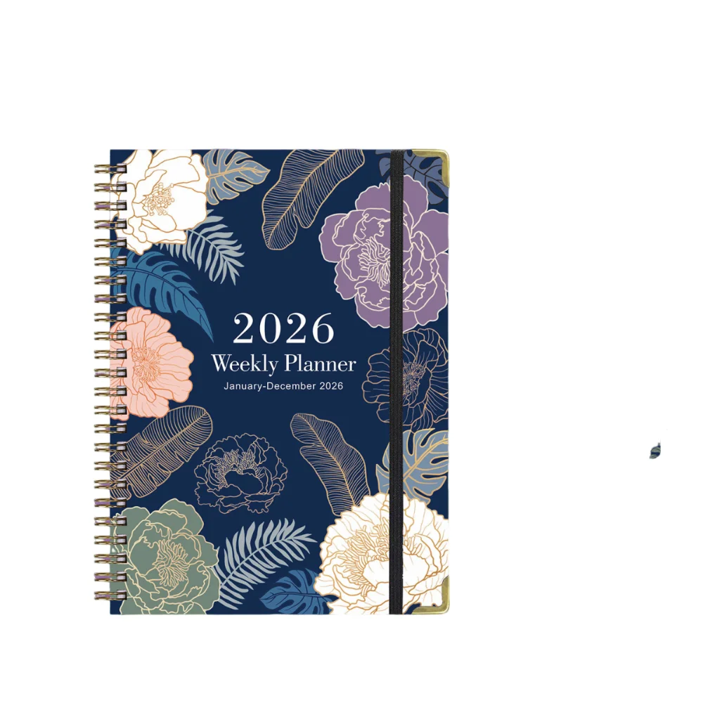 Carnet de notes à bobine avec onglets mensuels de 365 jours, édition 2026 2026, format A5, planificateur quotidien, année académique