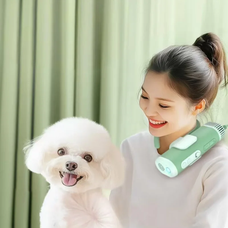 

Pet Grooming Dog Hair Dryer Water Blowing Machine Neck Hanging Free Your Hands Neck Pet Hair Dryer With Desktop Stand