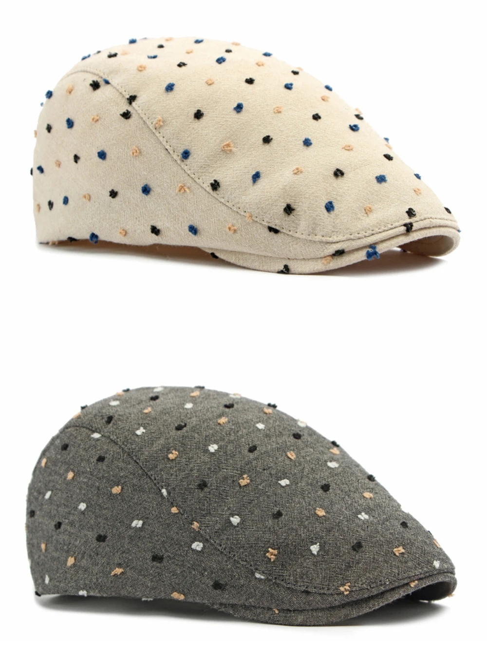HT5104 Baskenmützen für Herren und Damen, Vintage Künstler-Mütze, Verstellbare Ivy-Flatcaps für Frühling und Sommer, Leinen-Baskenmütze – Detail 6