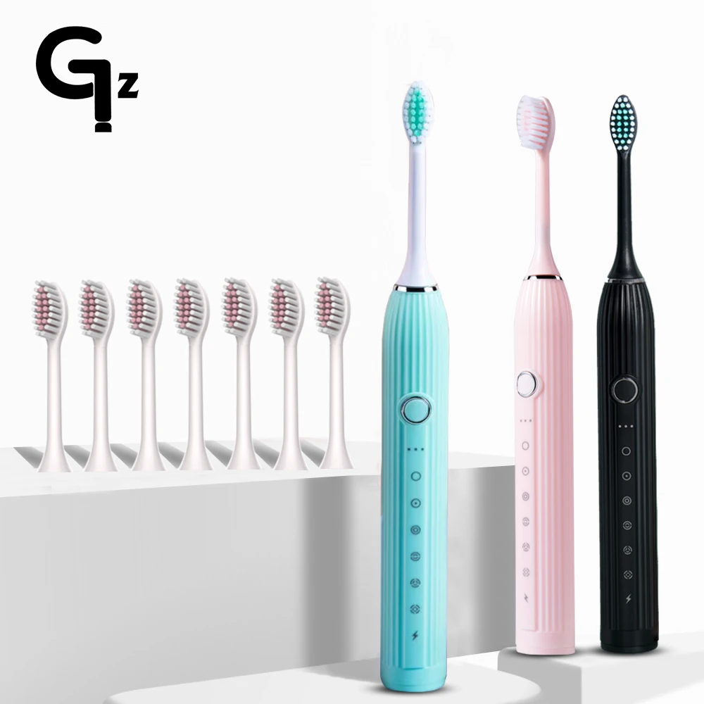 GeZhou Sonic Electric Toothbrush Rechargeable IPX7 Waterproof Toothbrush for children 18 Mode Travel Toothbrush 16 Brush Heads