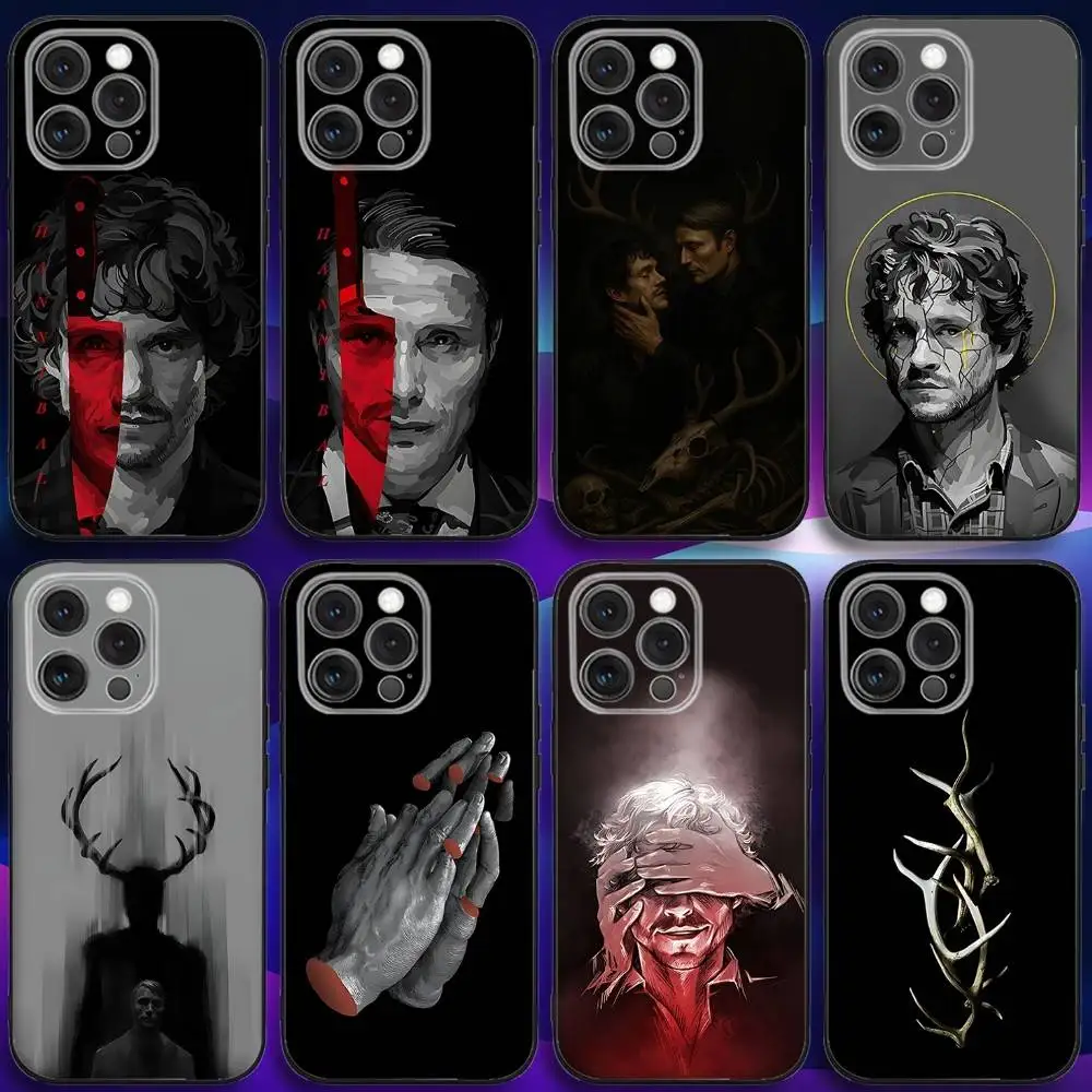 

H-Hannibal Will Graham Phone Case For iPhone 17,16,15,14,13,12,11,Pro,Max,Plus,X,XS,SE4,E,Mini,Soft Black Case