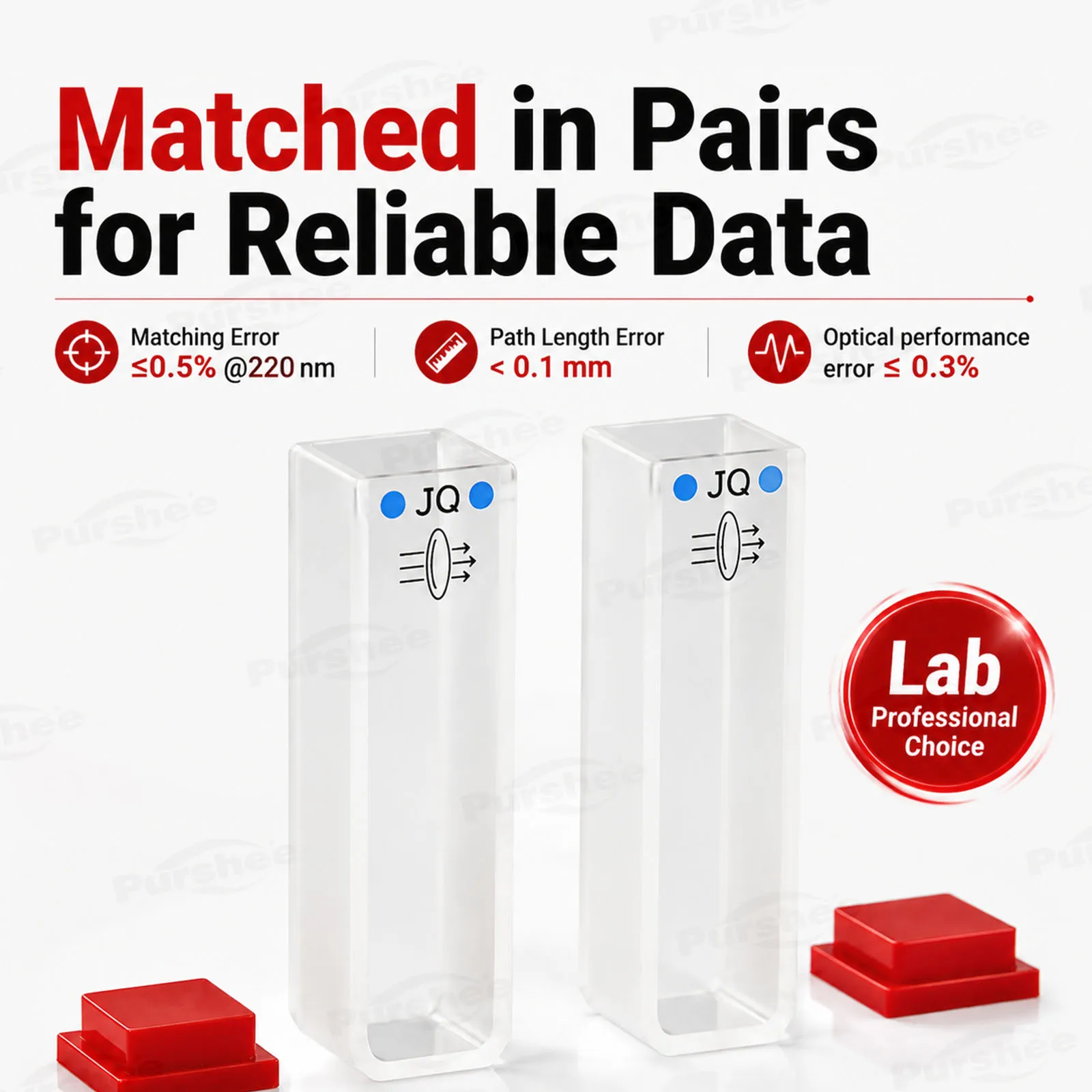 2pcs Quartz Cuvette 10mm Path Length 3.5ml Capacity 2-Sided Transparent Special for Spectrophotometer Lab