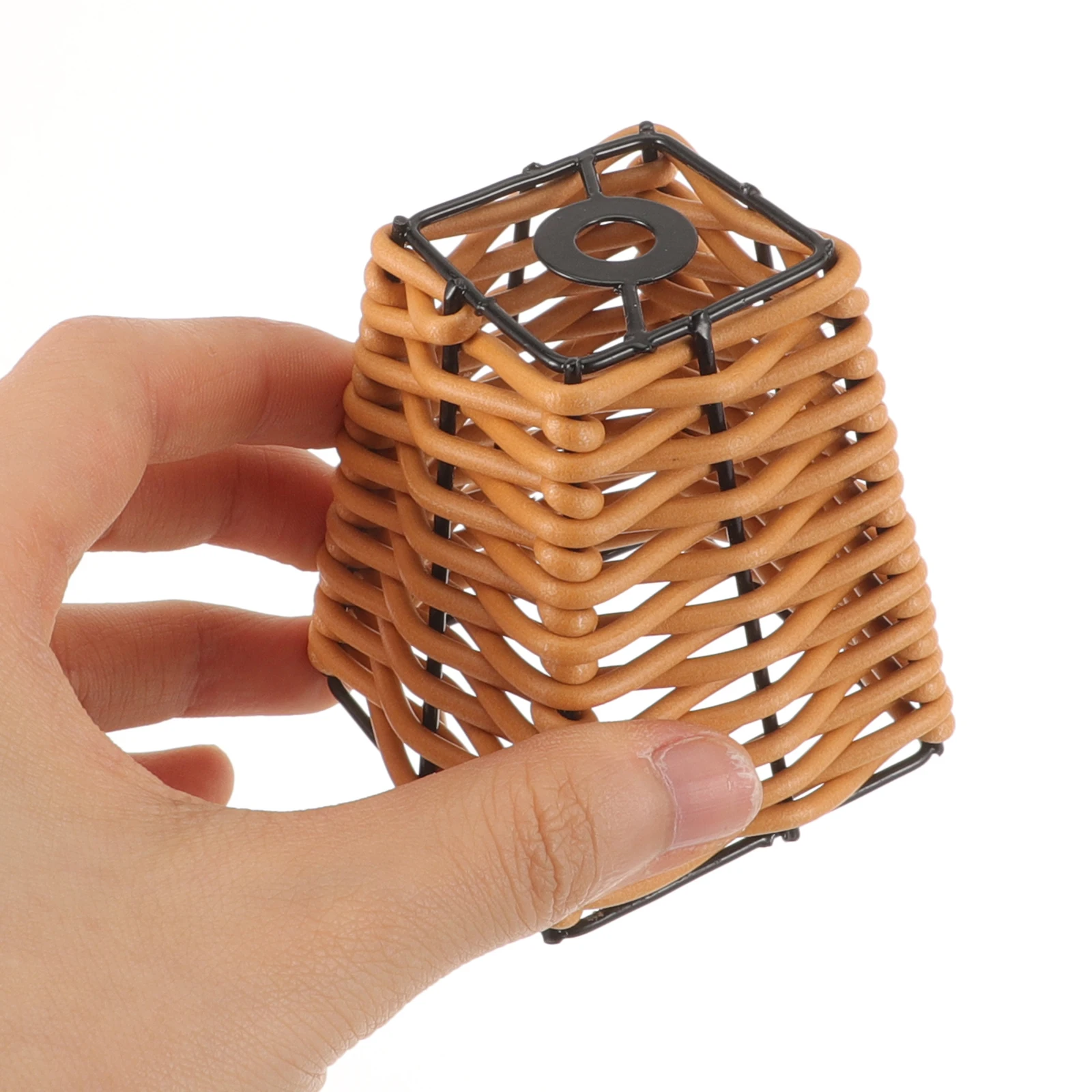 غطاء المصباح المنسوج غطاء قلادة الروطان لضوء السقف ديكور ريفي نمط استبدال حامي الغبار المنزلية المنسوجة