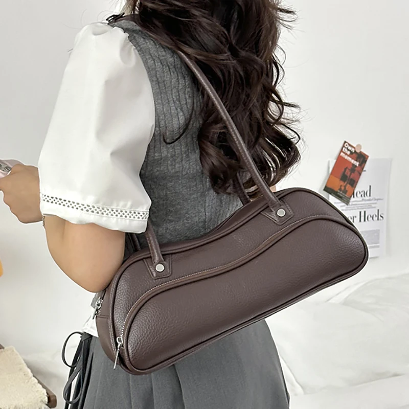 

Underarm Bag For Women Large Capacity Pillow Bag Black Grey Coffee Handbag High Quality Pu Leather Boston Shoulder Bag Big Tote