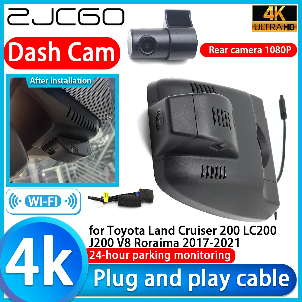 for Toyota Land Cruiser 200 LC200 J200 V8 Roraima 2017-2021 4K DVR Dash Cam Car Camera UHD Lens 24h Monitor Video Recorder