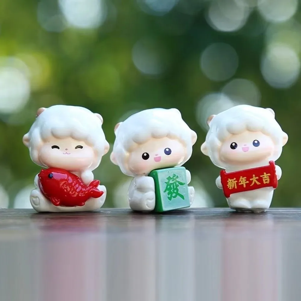 Cute Resin Year of The Goat Ornament Lucky Theme Sheep Zodiac Goat Figurines DIY Adorable Style Mascot Ornament Chinese New Year