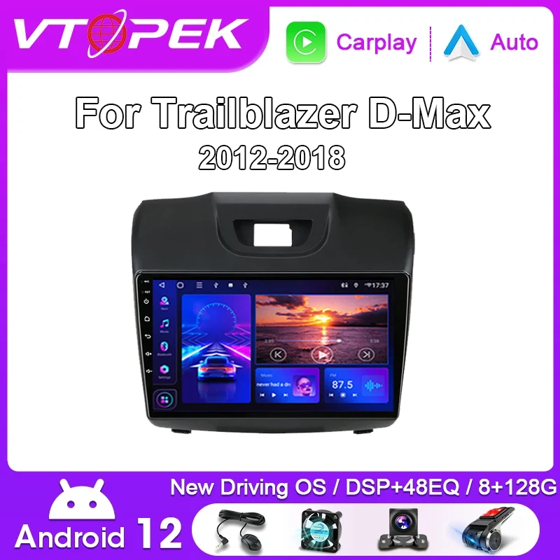 Android 12 Auto Magneto для Chevrolet TrailBlazer 2012-2016 Isuzu D-MAX 2012-2018 2-диночный мультимедийный видеоплеер Carpla...