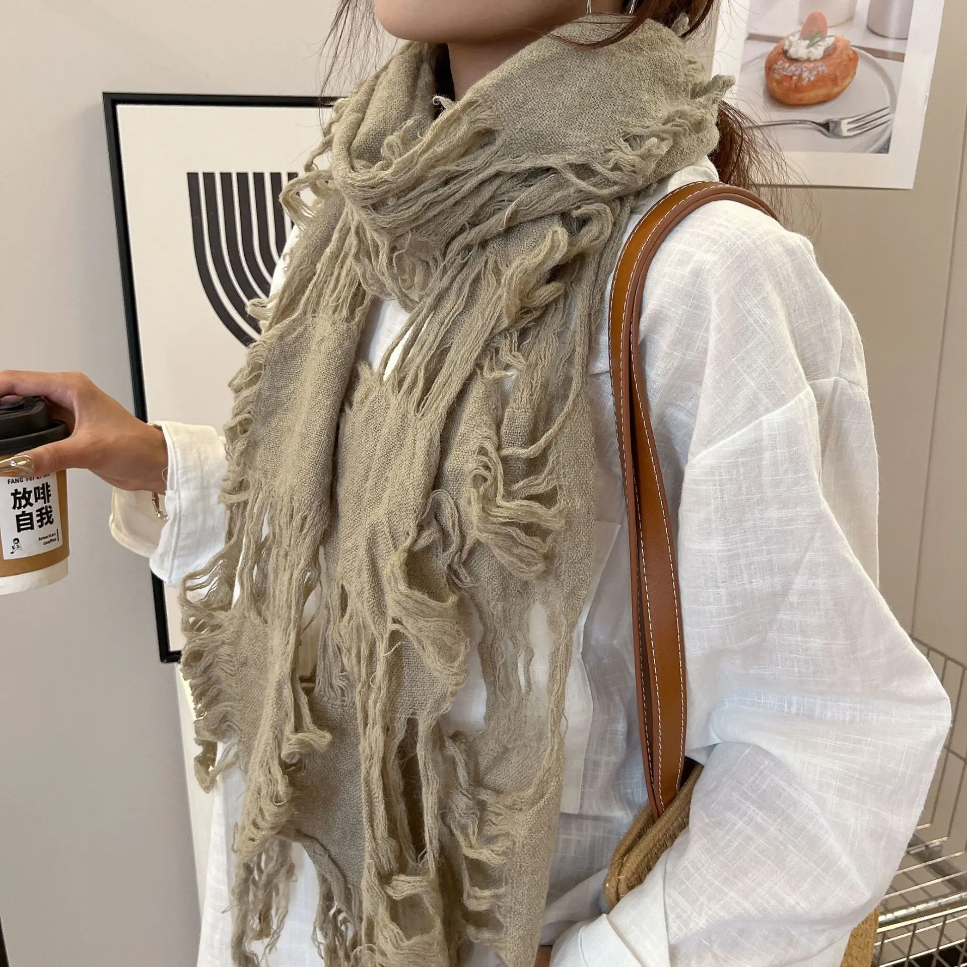 وشاح شتوي وشاح ريترو قابل للتنفس وشاح من الصوف دافئ للرجال أثناء السفر في الحضرية