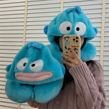 Kreslený Hangyodon U-tvarovaný kapucí polštář na krk plněný anime cestovní zatemňovací polštář na spaní kancelářský polštář v japonském stylu s kloboukem 10 nejlepší prodej cestovní polštář s mikinou - №6