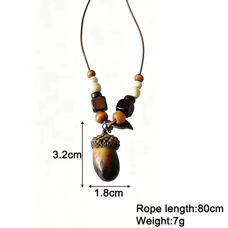 FTCY Vintage Acorn Pendant Necklace For Women  Bohemian Artistic Beaded Long Rope Necklace Fashion Personality Jewelry Gift view 6