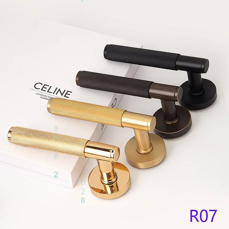 Solid Brass Privacy Door Lock Keyless Bathroom Handle with Single Latch