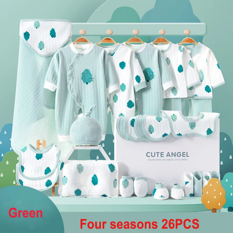 24/26Pcs Newborn Infant Kids Baby Boy&Girl T-shirt +Pants Rompers Outfits Cotton Casual Autumn Toddler Clothes Set 0-6 Months