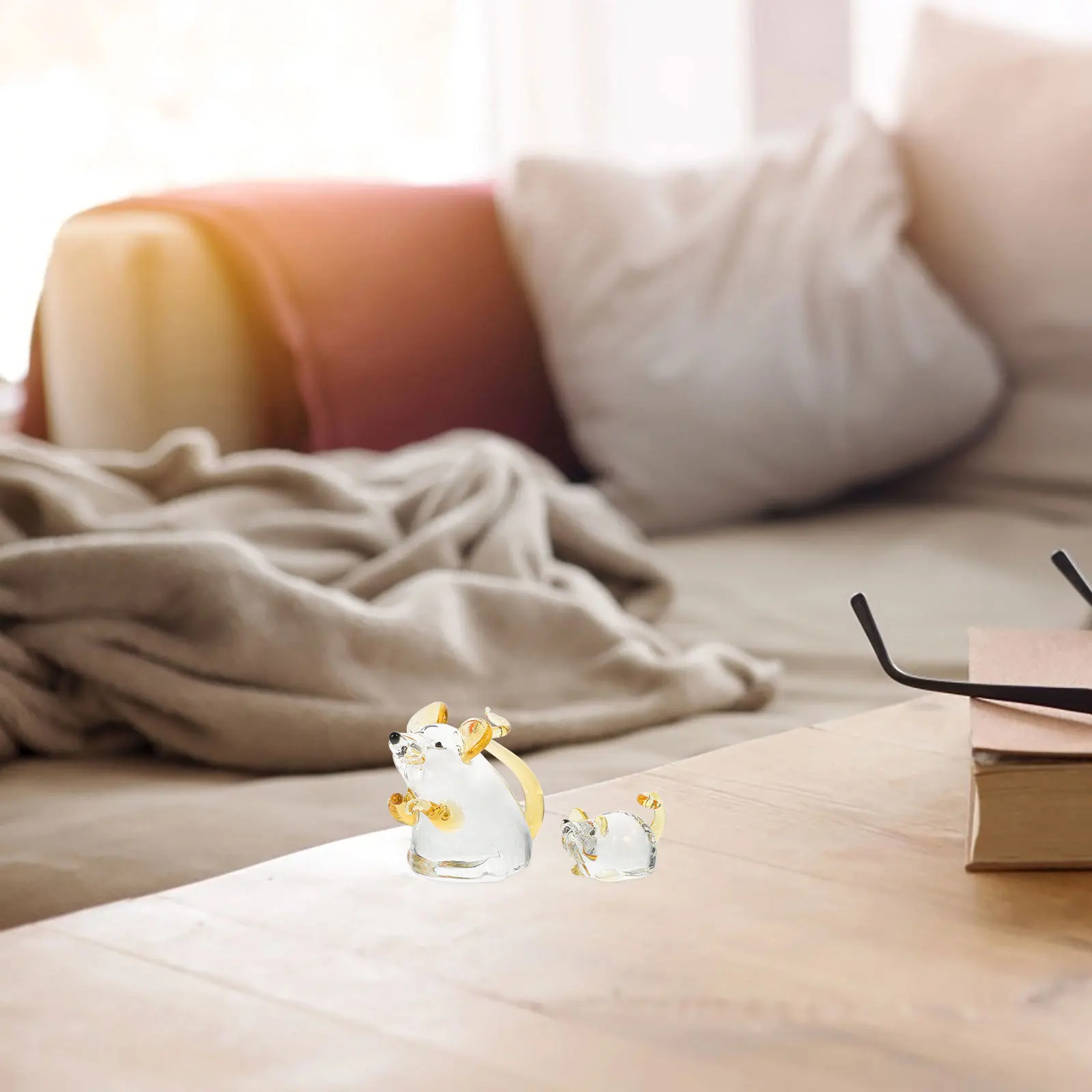 2 قطعة الماوس الزجاجي الصينية زودياك الديكور غرامة الحرفية غرفة المعيشة غرفة نوم ديكور المنزل منضدية زخرفة الزجاج الحيوان #3