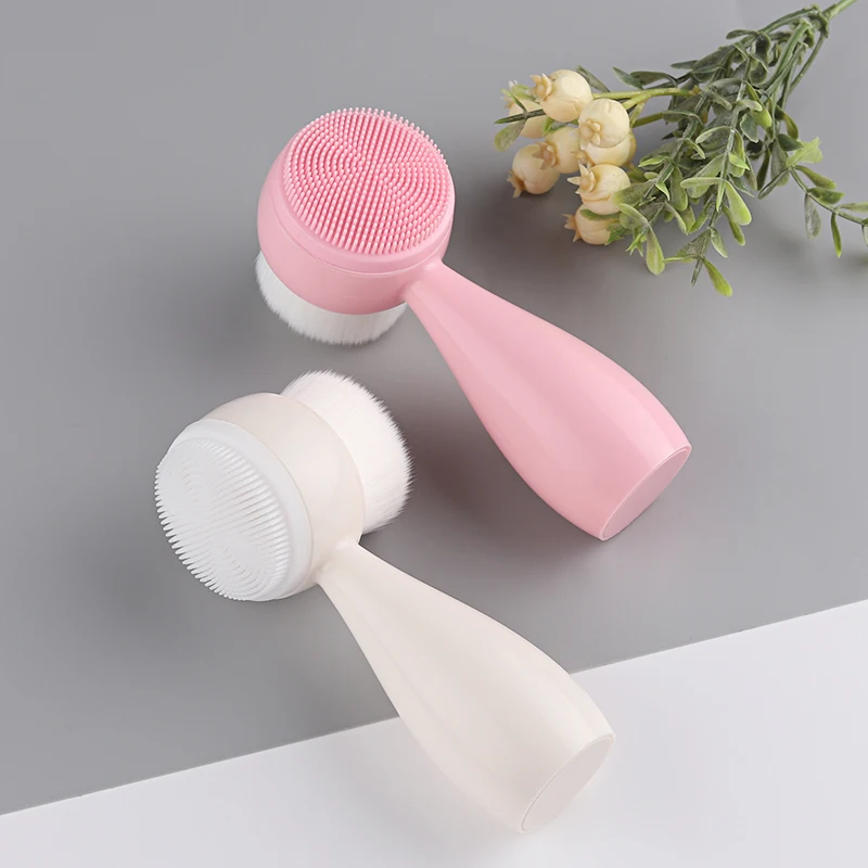 1pc Facial Cleansing Brush 2 In 1, Face Exfoliating Pore Deep Cleansing Brush, Ultra Fine Soft Bristle Dual Face Wash Brush