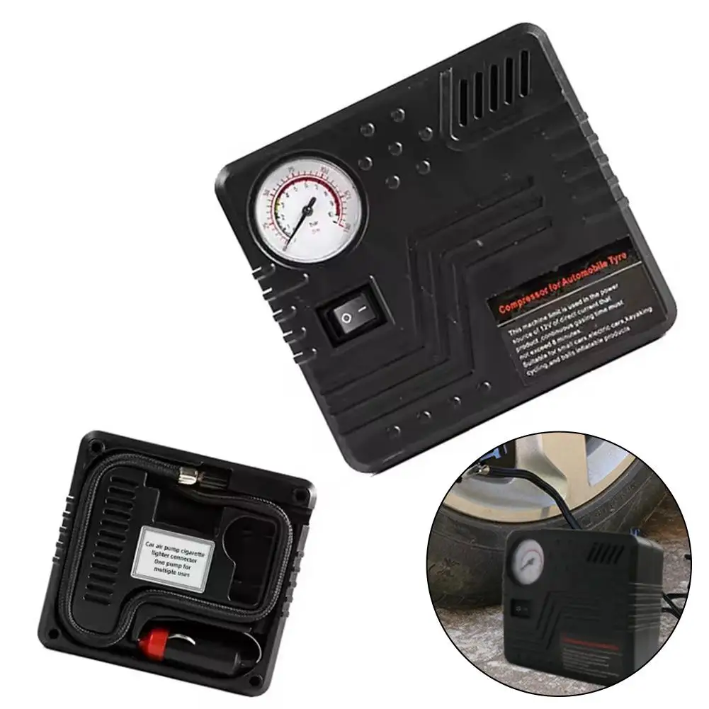 12V Car Emergency Air Pump Auto Tire Inflator with Cigarette Lighter High Gauge Compact Portable Inflation Pressure Speed P G6Y7