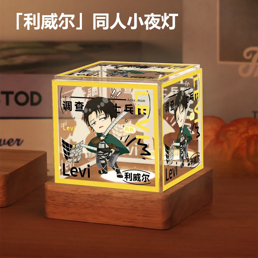 

Anime Attack on Titan Levi Ackerman Cosplay Acrylic Three-colour Night Light Cartoon Night-light DIY Exposing Lamp Xmas Gift