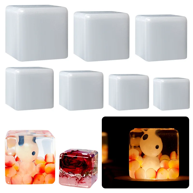 DIY Cube Silicone Mold Multiple Size Square Dried Flower Specimen Ornament Jewelry Casting Tools Epoxy Resin Molds