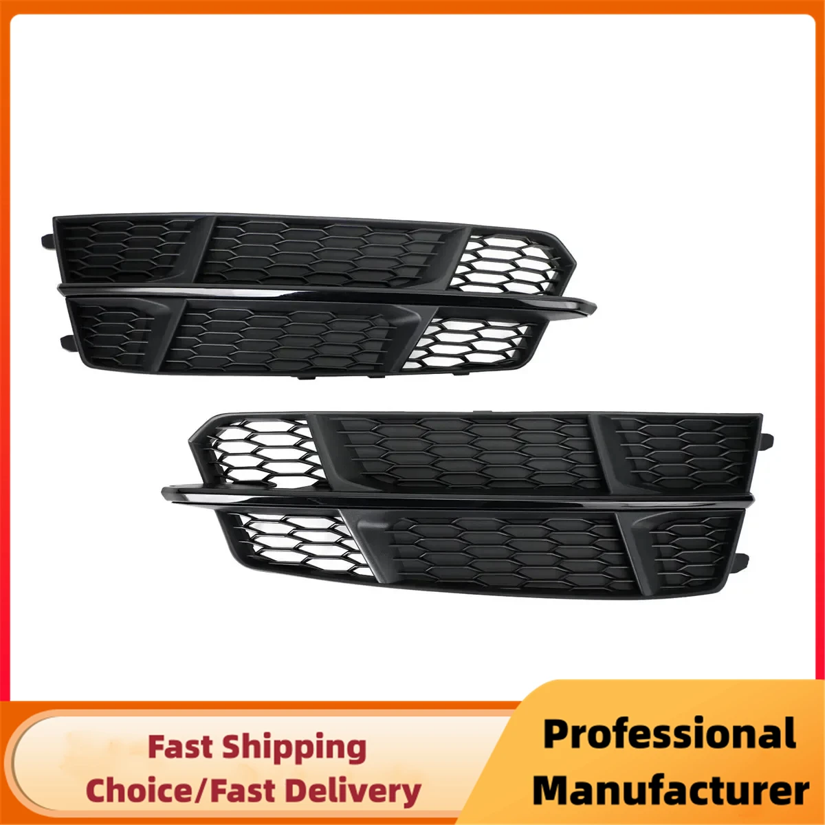 1Pair Car Fog Light Grille Cover For AUDI A6 C7 S-Line 2015-2018 Honeycomb Hex Cover Fog Lamp Grills