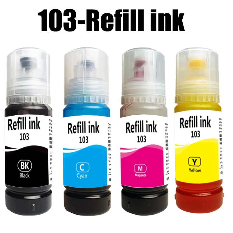

T103 103 104 Refill Dye Ink For Epson Eco Tank L1110 L3100 L3110 L3111 L3116 L3150 L3151 L3156 L3160 5190 Desktop Printer