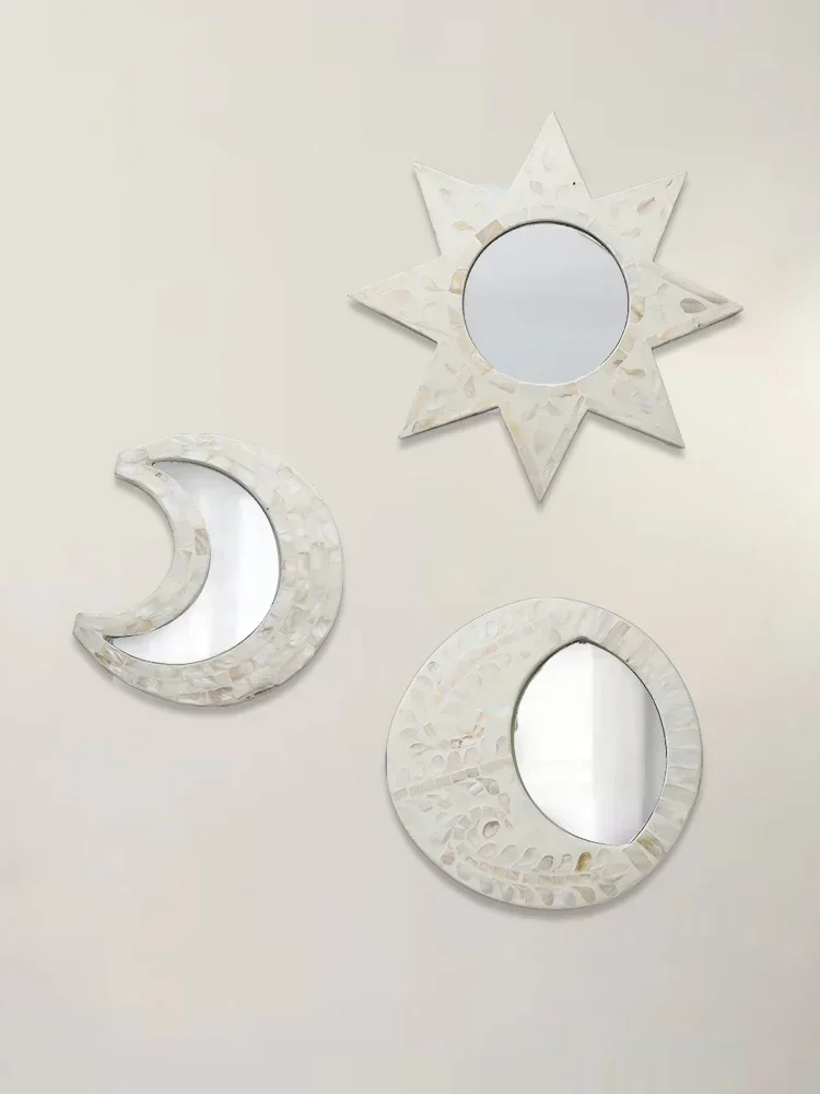 Original Imported Shell Cosmetic Mirror Creative Bedroom Dressing Table Hanging Desktop Princess Mirror Decorative Mirror