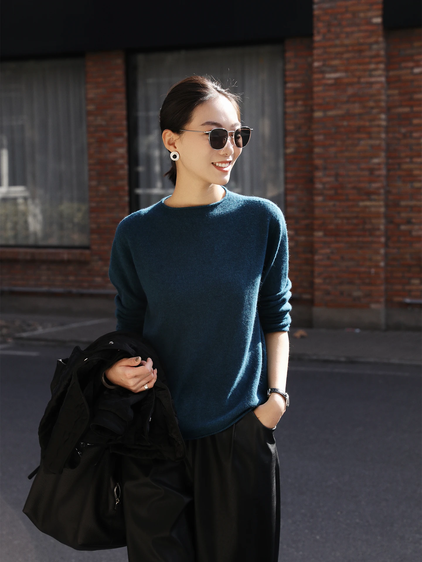 

Loose Fit Women's Woolen Knitted round Ne Sweater Soft Warm Oversize Slipover Spring New Sle Comfortable Breathable