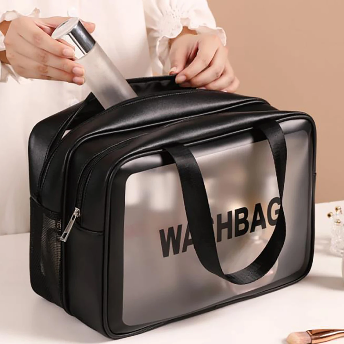 Travel Origanizer Extra Large Transparent Dry Wet Separation Makeup Bag for Traveling and Home