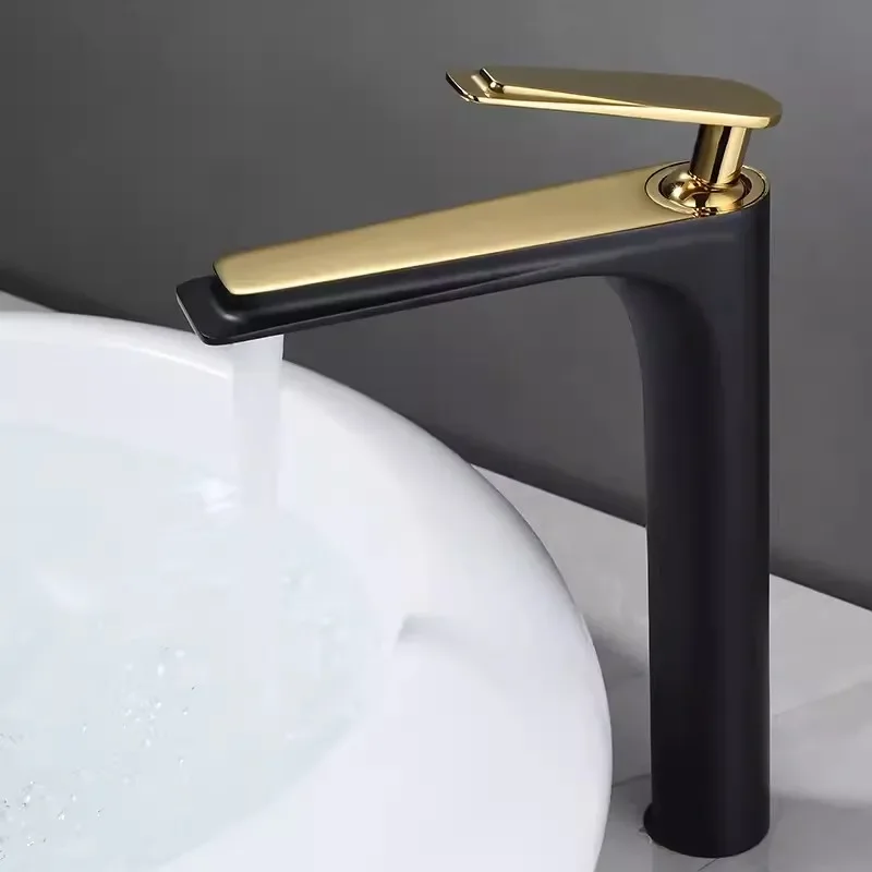 

Tuqiu Bathroom Faucet Black Gold Basin Faucets White Gold Sink Mixer Tap Hot & Cold Deck Mounted Lavatory Crane Water Tap