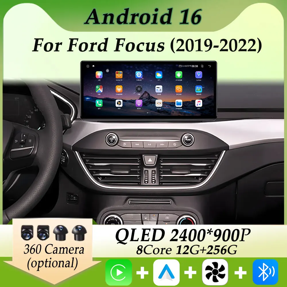 Pantalla Ultrafina 2K con DSP Estéreo para Ford Focus 2019-2022, Radio para Auto, Reproductor Multimedia, Carplay, GPS, Navegación, Pantalla Dividida