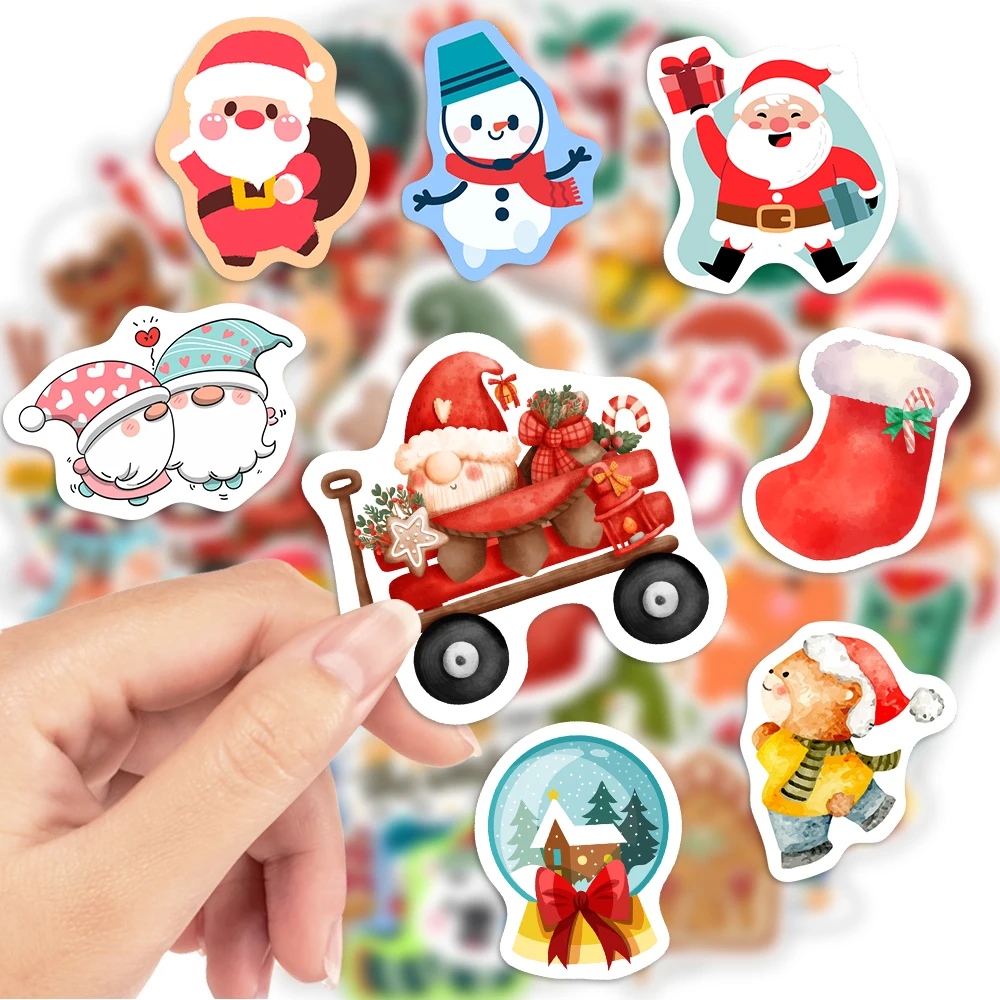 Christmas Stickers Cartoon Cute Gift Stickers DIY Scrapbooking Decoration Decals for Children PVC Waterproof Funny Toys New Year