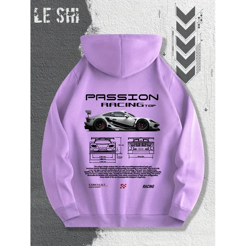 2025 هوديي عالي الجودة بنمط سباق العاطفة للرجال والنساء، قميص رياضي فضفاض عصري كلاسيكي