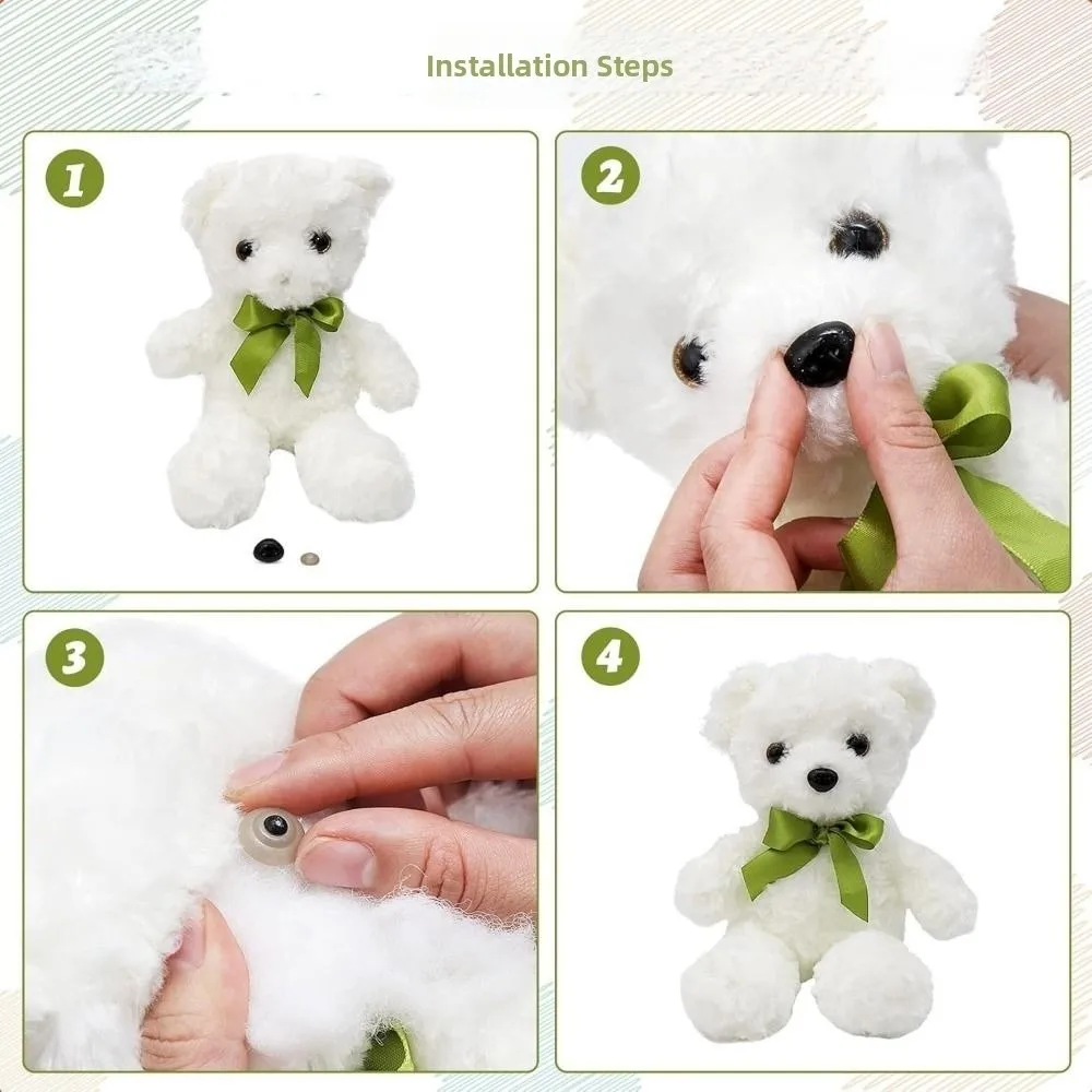 100Pcs/bag New With Washer Plug Dog Nose Toys Black 9*12mm/12*15mm/16*19mm Plastic Noses 3 Sizes Doll Making Supplies Nose