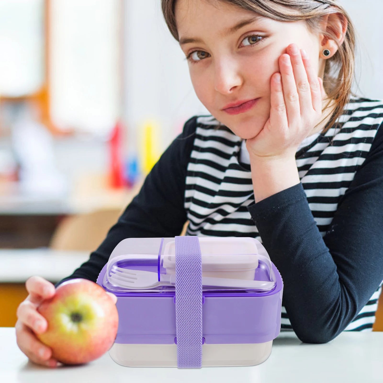 

Double Layer Box Lunch Containers Portable For Tier Boxes Adults Kids School Office Food Storage Plastic
