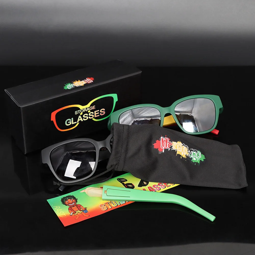 Sunglasses Hidden Horn Cone shaped  Removable Rolling Paper Glasses Storage Box Tube Smoking Cigarette Case