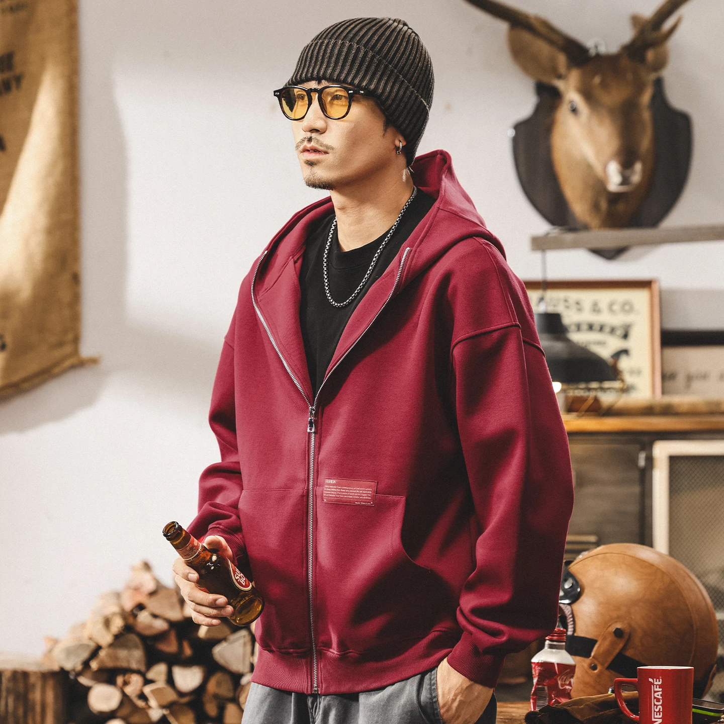 

Новый кардиган в стиле ретро, толстовка, свободная и повседневная куртка с капюшоном от мужского бренда уличной одежды на весну и осень.