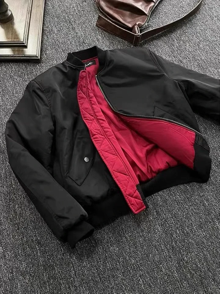 

Мужская осенне-зимняя куртка-бомбер American Sle в стиле пэчворк с красной подкладкой, хлопковая куртка-пилот Cleanfit