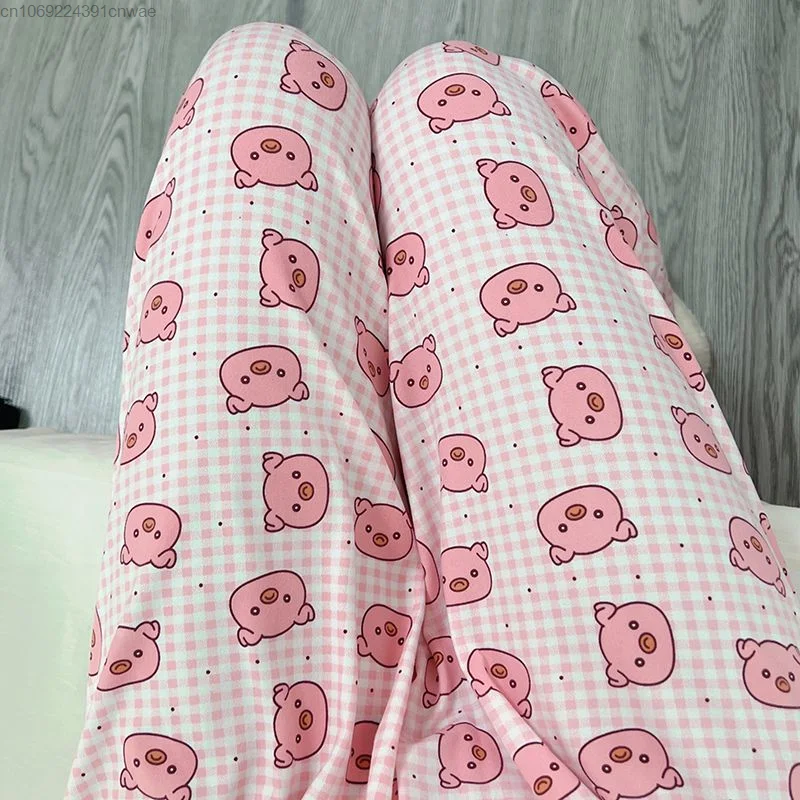 Kawaii Anime Pig Pajamas Pj Pants Y2k Cute Cartoon Casual Pink Sleepwear Women Home Pyjama Pants Female Trouser Y 2k Fashion