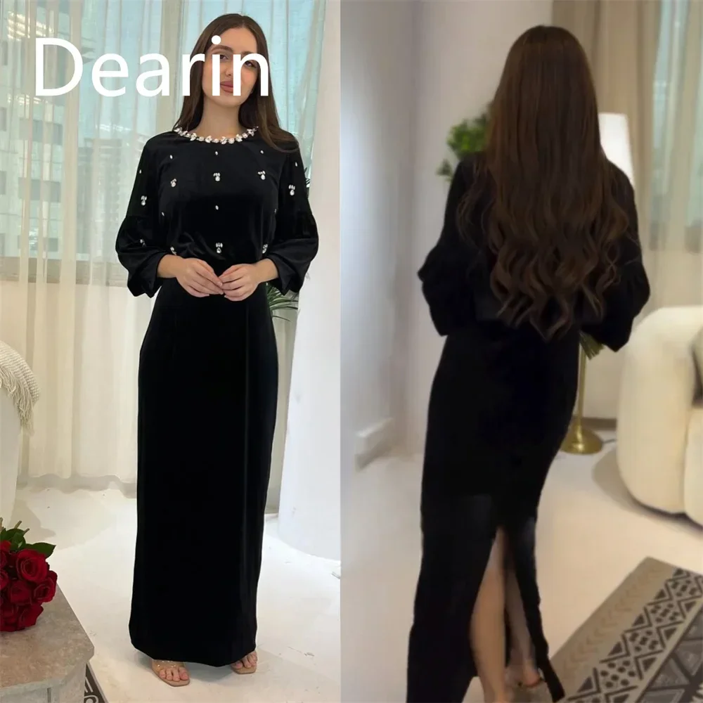 

Customized Evening Dress Prom Gown Women Formal Dearin Scoop Neckline Column Floor Length Skirts Vertically Bespoke Occasion Dre