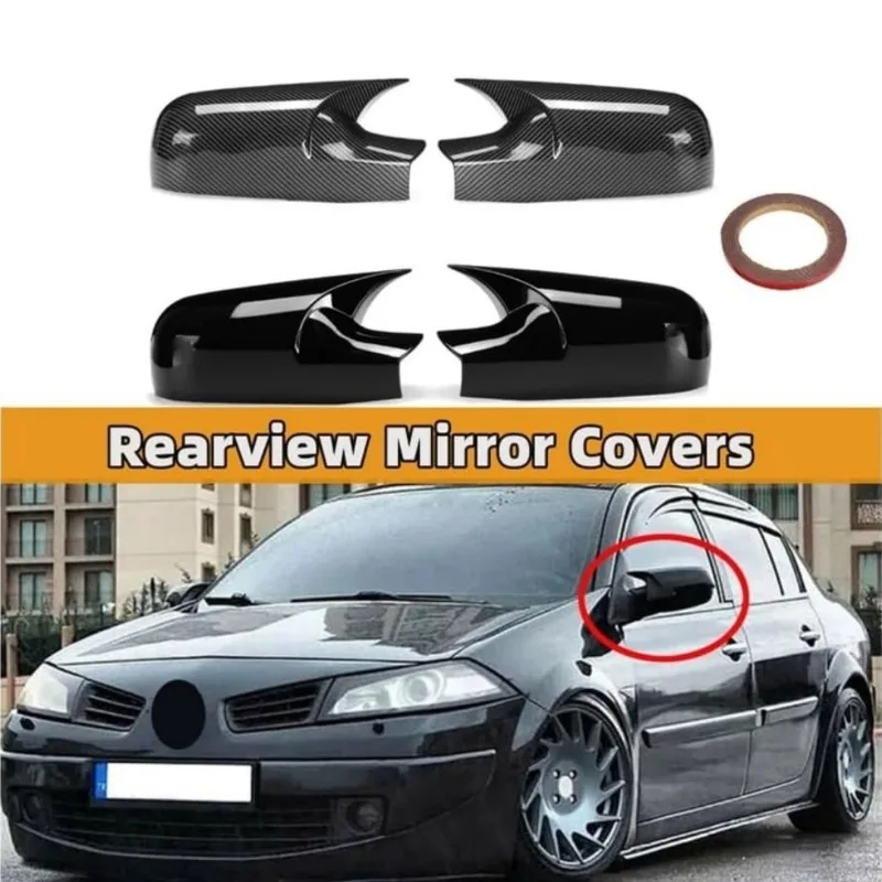 

2Pcs Car Rearview Side Mirror Cover For Renault Megane 2 MK2 2002 2003 2004 2005-2009 Carbon Fiber Door Case Trim Exterior Parts
