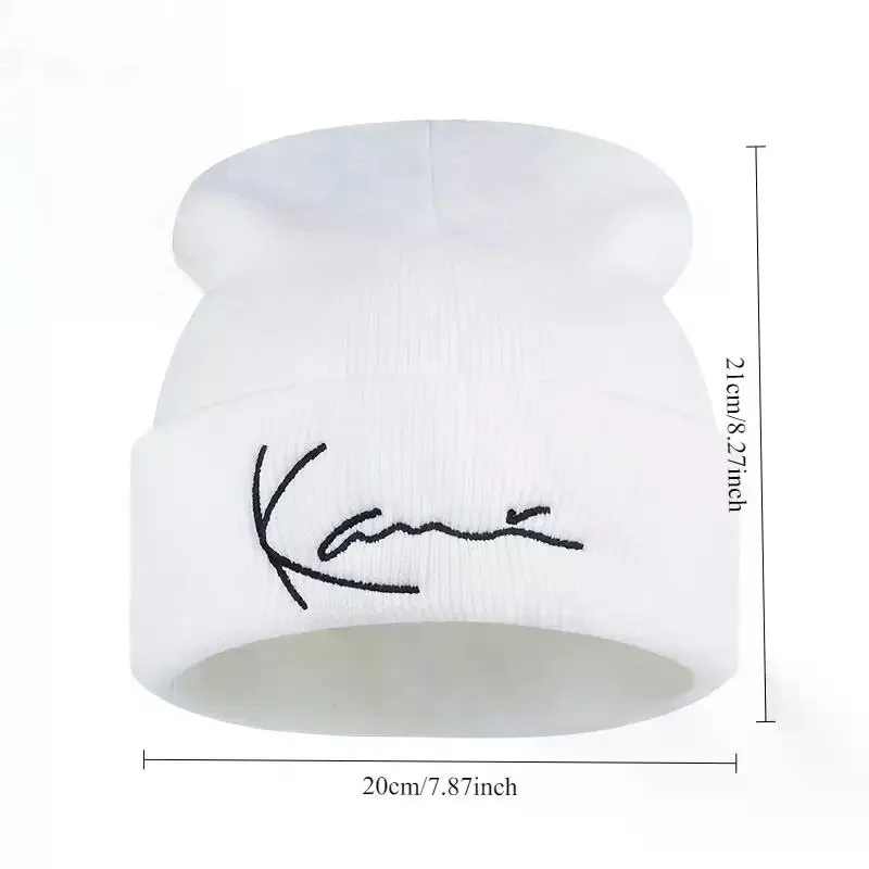 قبعة كارل كاني الرجعية المطرزة محبوك للرجال والنساء الشتاء الدفء مقنعين محبوك قبعة #6